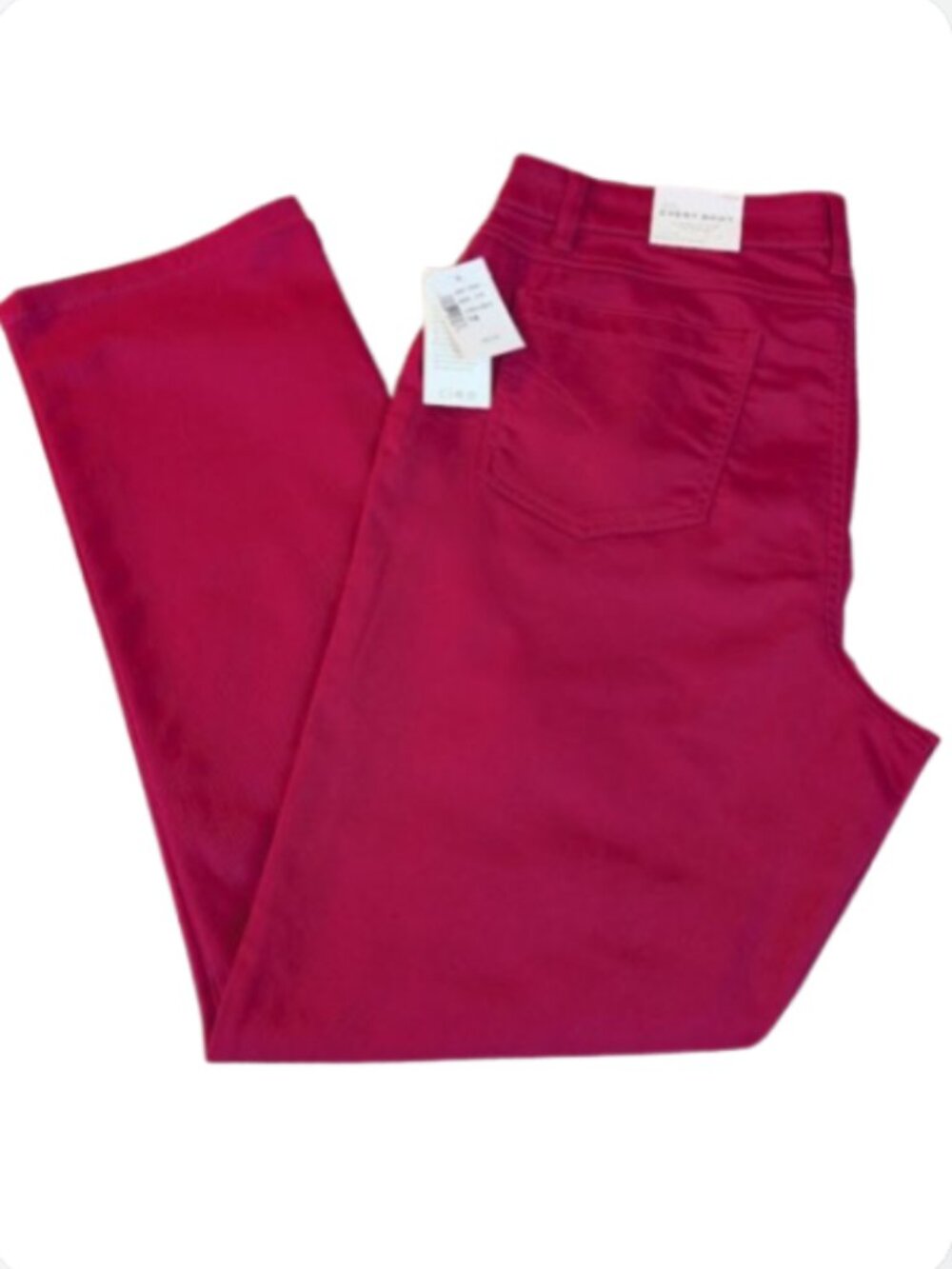 Cleo Cranberry Cotton Blend Stretch Pants Size 14 NWT Straight Leg Mid Rise
